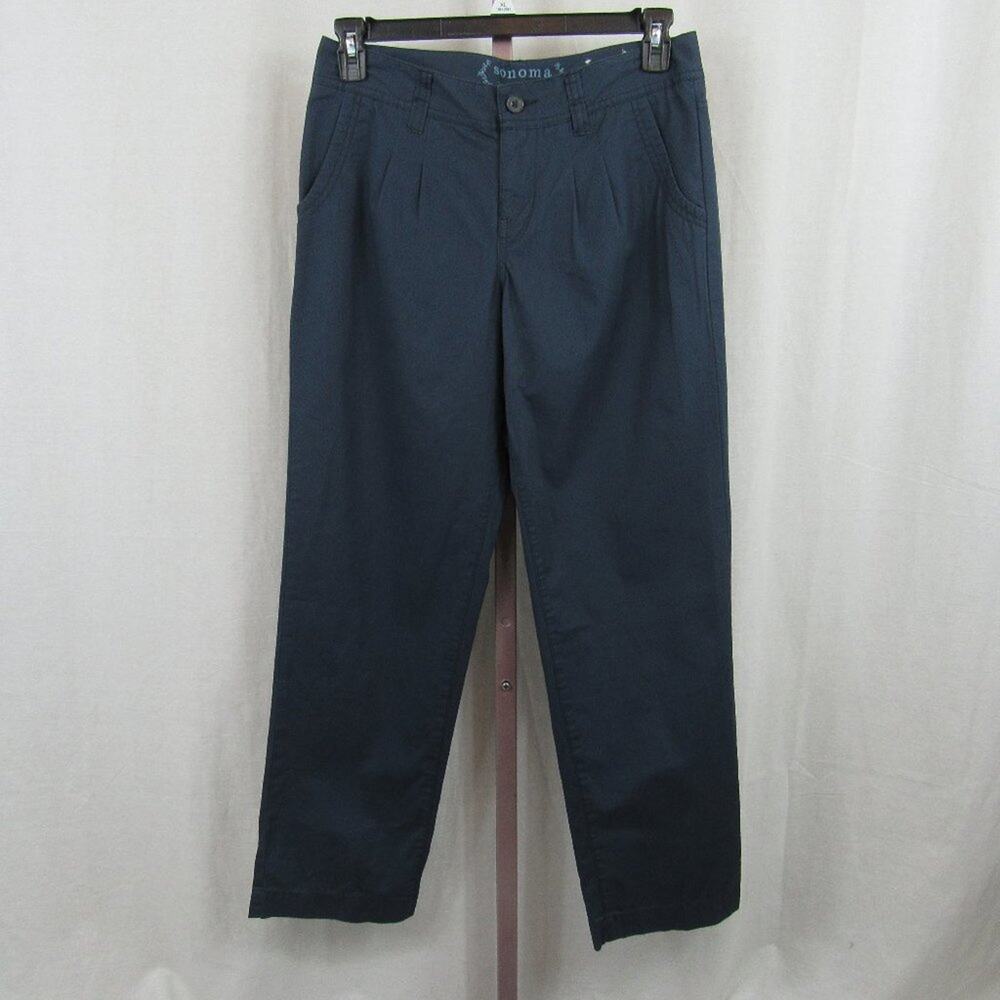 Sonoma Size 8 Blue Cotton Low Rise Modern Capri Pants Business Casual Uniform